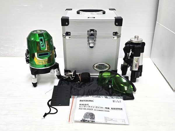 【中古品】 レッツリンク RETZLINK 乾電池式レーザーラインX RZ-NLXG3 収納ケース 三脚付き ○YR-20023○
