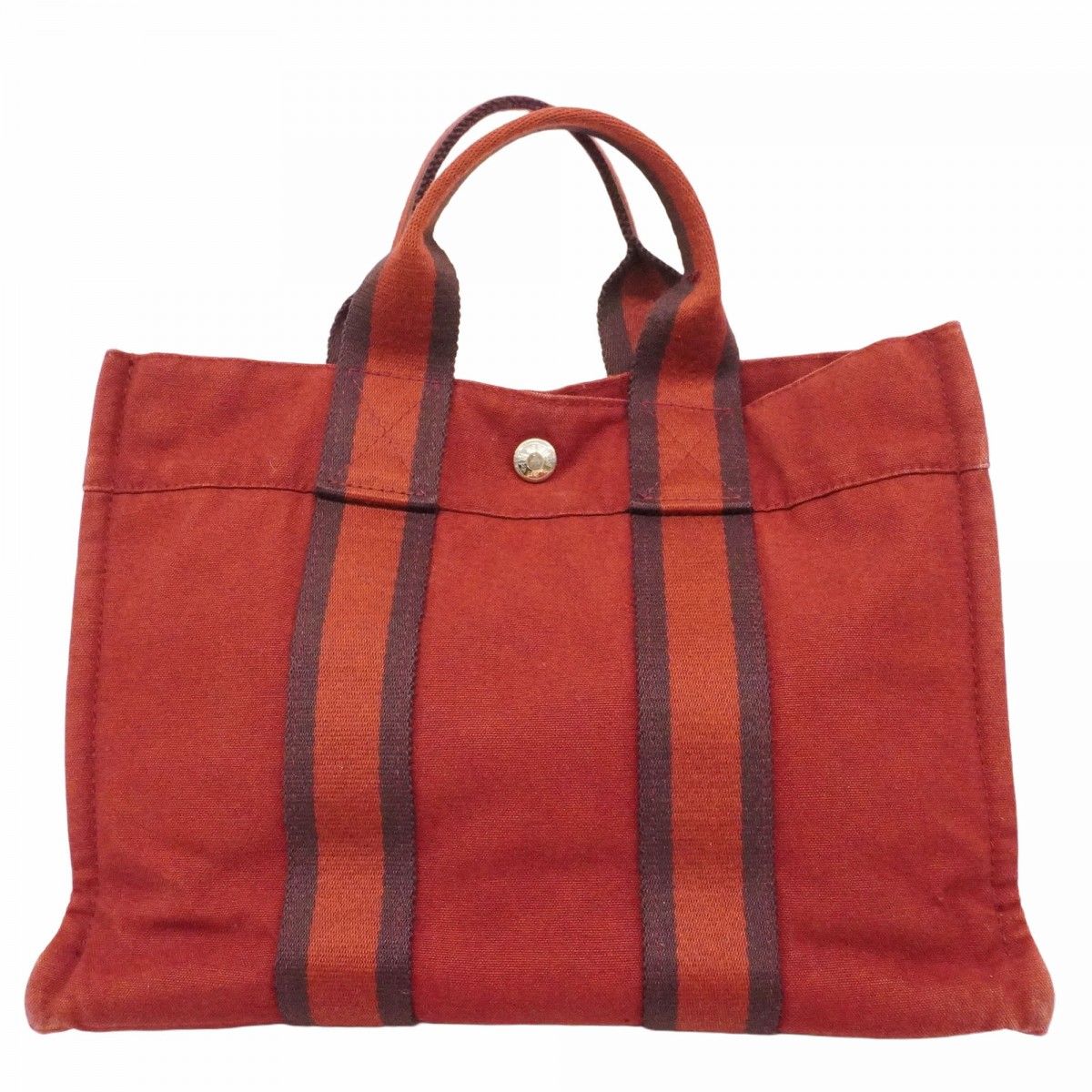 【6ec2412】エルメス ハンドバッグ フールトゥPM キャンバス レッド シルバー金具【中古】レディース