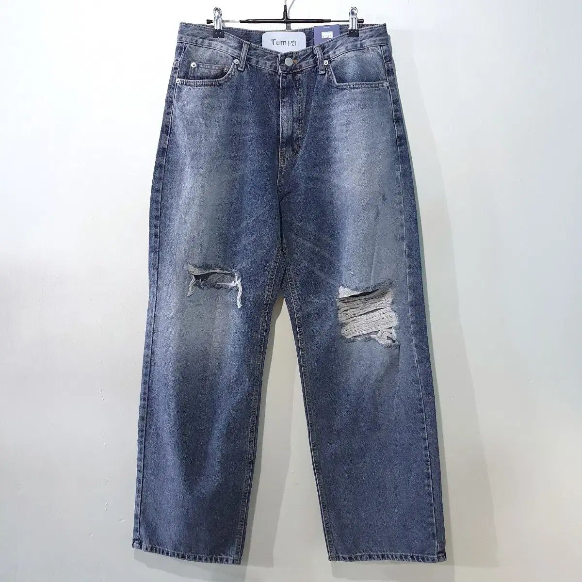 SS新作) アシンメトリー キャット ダメージ デニムパンツ 3147番 1color S XL