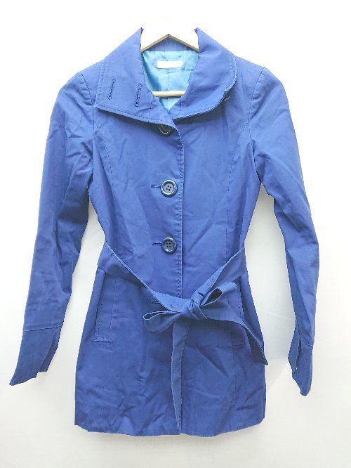 ◇ ◎ PROFILE プロフィール 大人女子 シンプル 長袖 トレンチコート サイズ38 ブルー系 レディース P 【1311300000072】