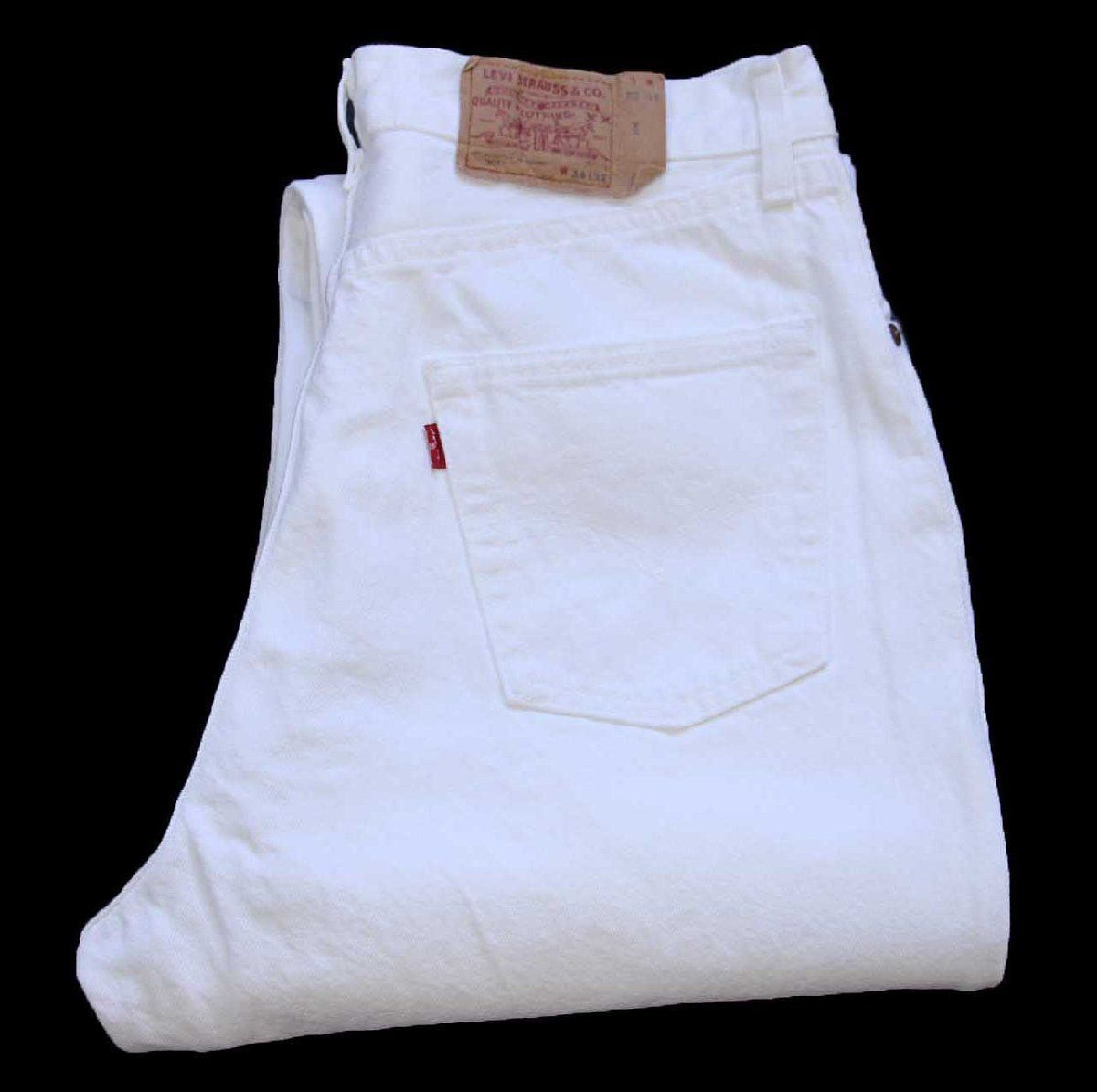 90s フランス製 Levi'sリーバイス 901 ホワイト デニムパンツ W34 L32★501 ユーロ ビンテージ ジーンズ テーパード ハイウエスト