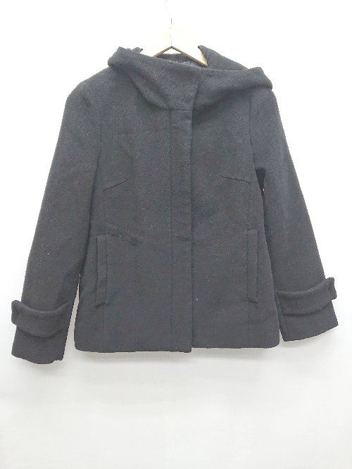 ◇ ViS ビス ウール フーディ ジップアップ 長袖 コート ジャケット サイズS ブラック レディース P 【1402160010476】