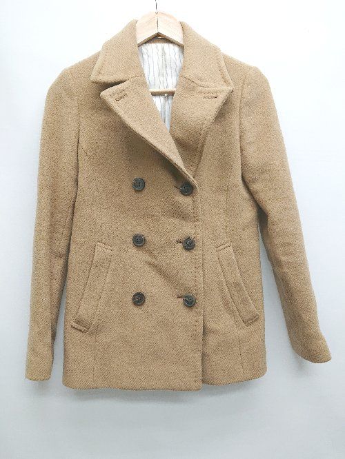 ◇ Ruchecuff ルーシュカフ シンプル 定番 ウール ダブルボタン 長袖 コート サイズ38 キャメル レディース P 【1402160010438】
