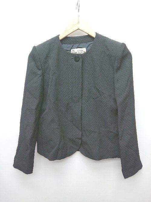 ◇ pierre cardin ピエール カルダン ノーカラー キレイめ 長袖 ジャケット サイズ7 ブラック レディース P 【1402270005324】