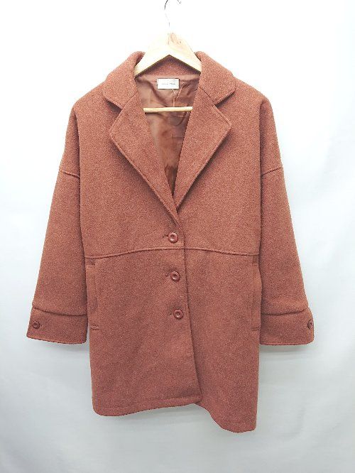 ◇ select MOCA セレクト モカ 秋冬 シンプル フロントボタン 長袖 コート サイズF ブラウン系 レディース P 【1402270018584】