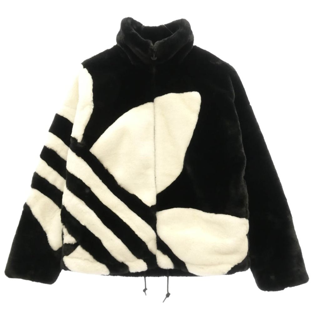 adidas アディダス HR3483 FUR JACKET トレフォイル ファー ボア ジャケット ブラック系 ホワイト系 M【中古】