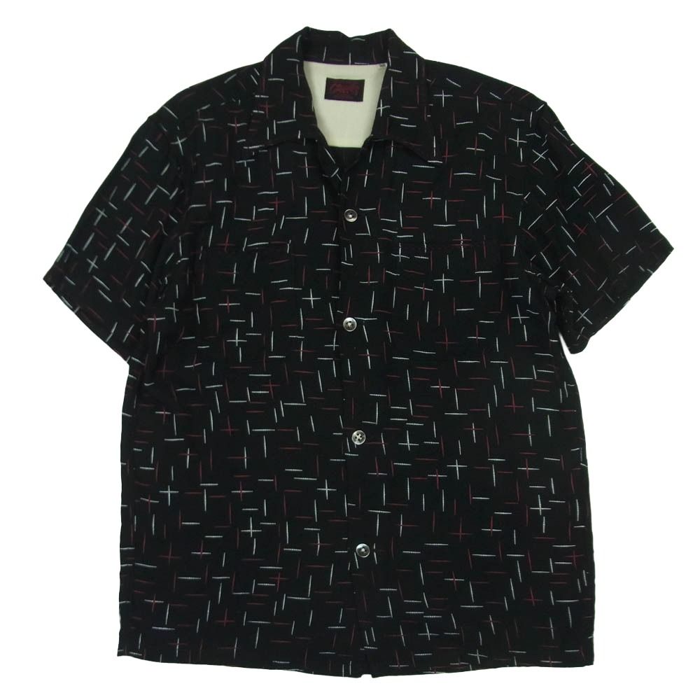R.J.B アールジェイビー レーヨン オープンカラー 半袖 シャツ 日本製 ブラック系 36【中古】
