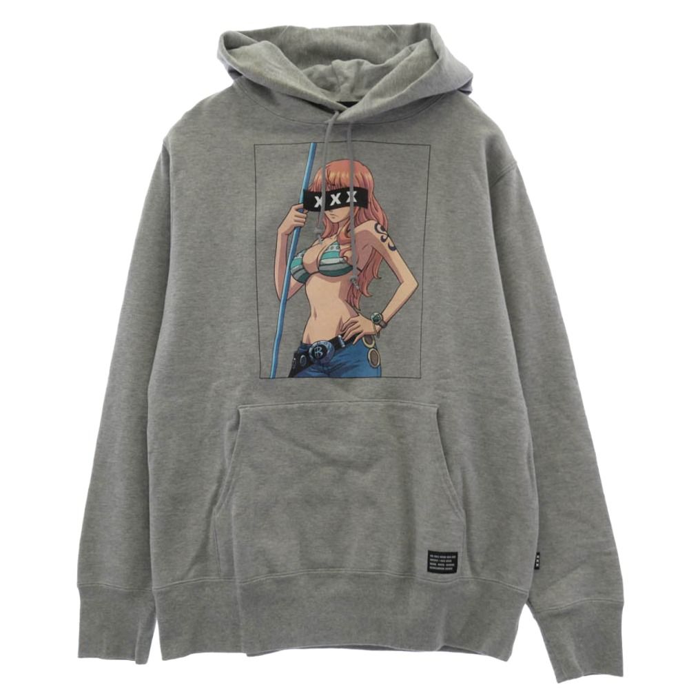 GOD SELECTION XXX ゴッドセレクション × ONE PIECE ワンピース ナミ スウェット プルオーバー パーカー フーディー グレー系 M【中古】
