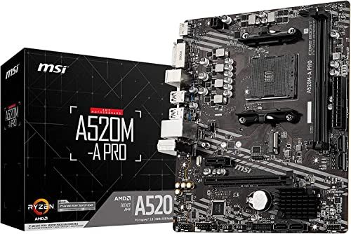 MSI マザーボードA520M-A PRO 【Ryzen 5000シリーズ (AM4)対応】【初心者向け、自作コスパ人気モデル】 Micro ATX [AMD A520搭載] MB5136/