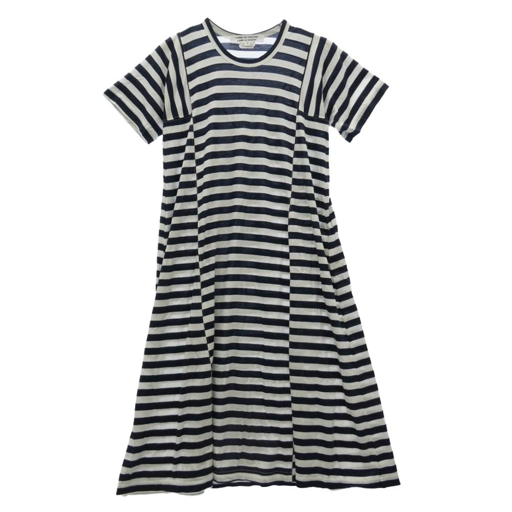 COMME des GARCONS コムデギャルソン コムコム 20SS RG-T022 ボーダー 切替 ワンピース ブラック系 ホワイト系 XS【美品】【中古】