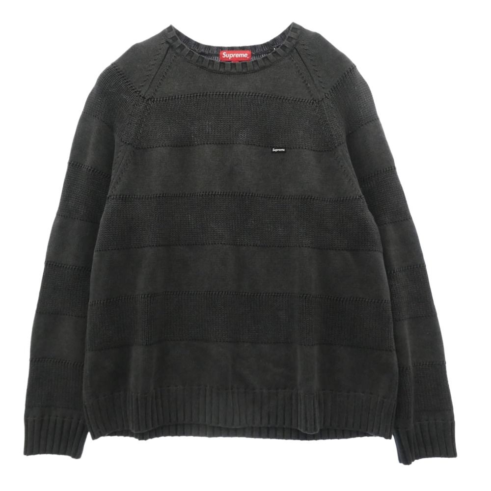 Supreme シュプリーム 23SS Small Box Stripe Sweater スモールボックスロゴ ストライプ ニット セーター ブラック系 M【中古】