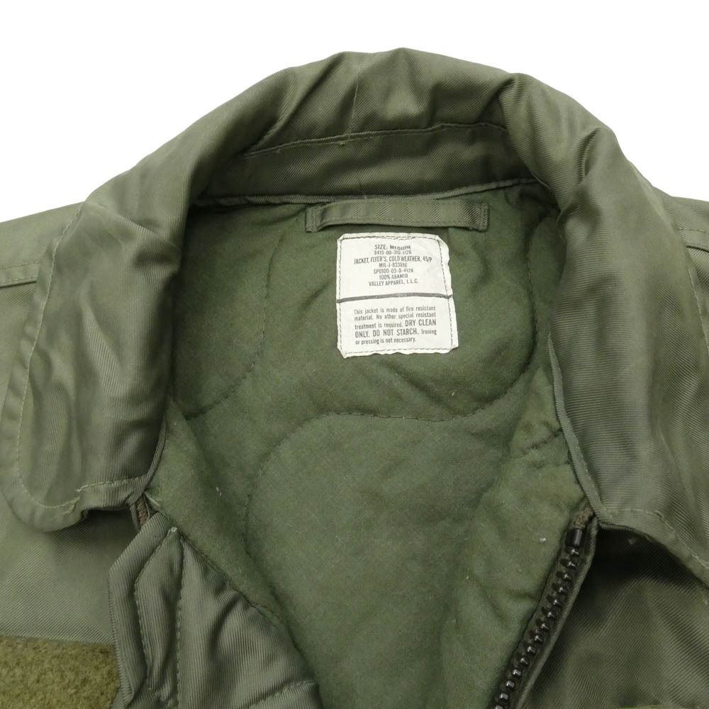 ヴィンテージ VINTAGE SP0100-03-D-4128 00s 03年製 US ARMY 米軍実物 CWU-45/P フライト ジャケット VALLEY APPAREL社 モスグリーン系 M【中古】 ヴィンテージ VINTAGE SP0100-03-D-4128 00s 03年製 US ARMY 米軍実物 CWU-45/P フライト ジャケット VALLEY APPAREL社 モスグリーン系 M【中古】