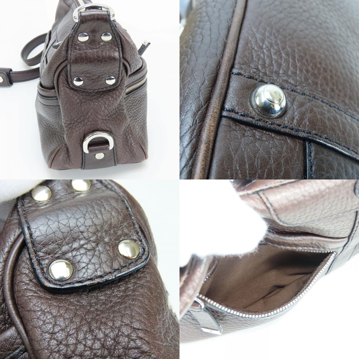 中古】 トッズ ショルダーバッグ レザー ダークブラウン シルバー金具 