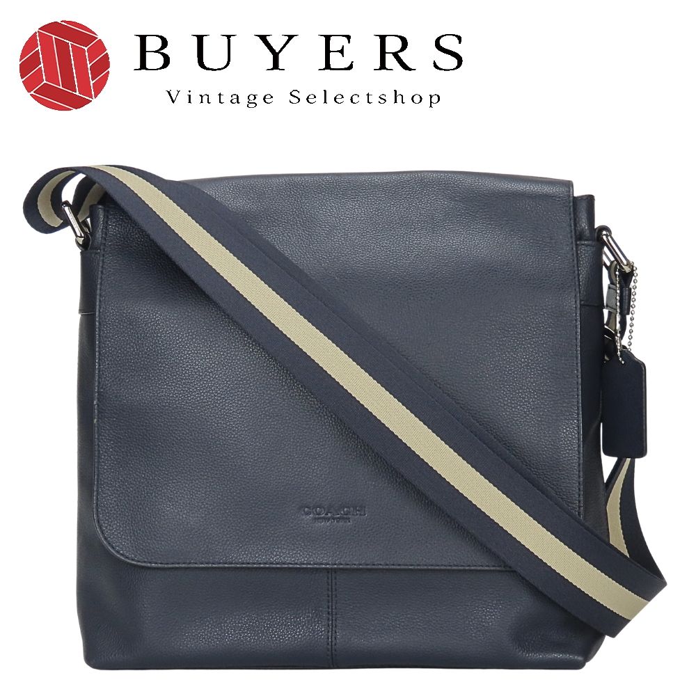 【中古】 コーチ ショルダーバッグ F72362 レザー ネイビー 斜め掛け シンプル カジュアル 普段使い メンズ 男性 COACH
