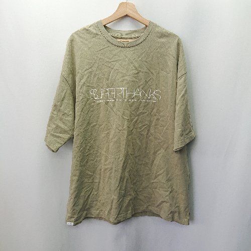 ◇ SUPERTHANKS スーパーサンクス コットン100% 半袖 Tシャツ サイズL グリーン系 メンズ E 【1404240026933】