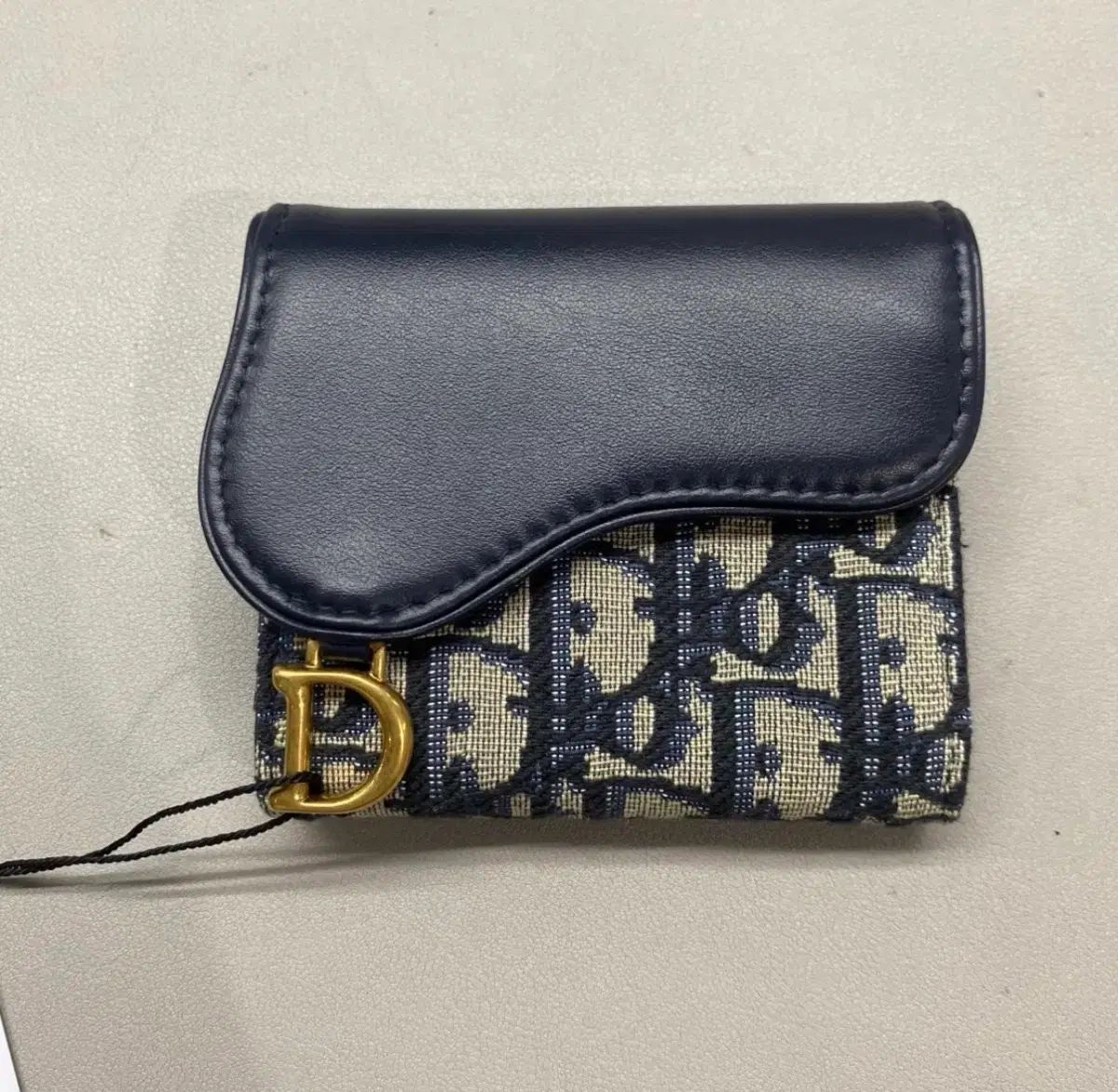 新品 未使用 Dior オブリーク サドル カードウォレット ネイビー