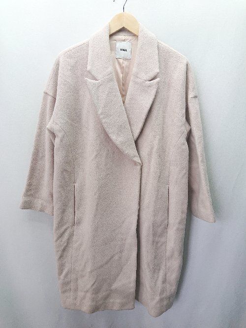 ◇ TONAL トーナル 裏地あり オーバーサイズ風 長袖 チェスターコート サイズ38 ベビーピンク レディース E 【1404240015791】