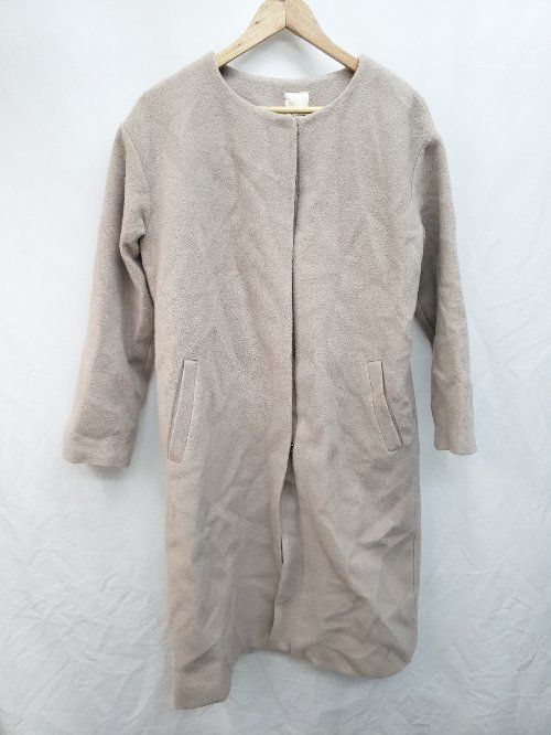 ◇ Techichi テチチ ノーカラー ウール混 キレイめ 長袖 コート サイズFREE ベージュ レディース P 【1405090013166】