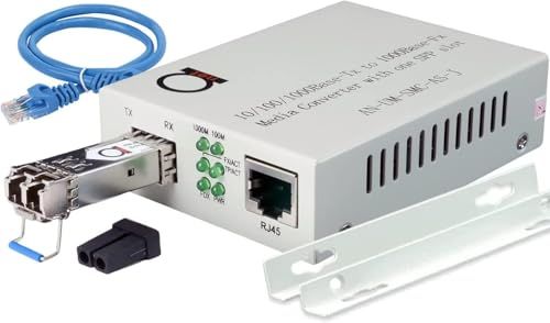 シングルモードLCギガビットファイバーメディアコンバーター | LC SFPポート 最長20km | UTP Cat5e/Cat6 10/100/1000 RJ-45対応 | ギガビット/高速イーサネット自動検知 | ジャンボフレーム対応 | 08a753ad