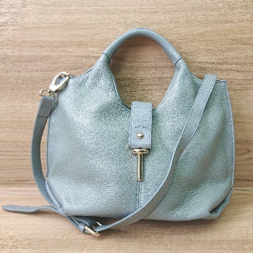 ◇ Lusso vita ルッソヴィータ シンプル 多収納 2Way 普段使い ハンドバック ブルーグレー レディース E 【1405140024432】