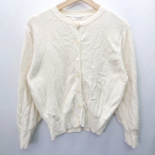 ◇ BEAUTE DE OPAQUE 柔らかい キラキラ かわいい 長袖 カーディガン サイズ38/M ホワイト レディース E 【1405140011326】