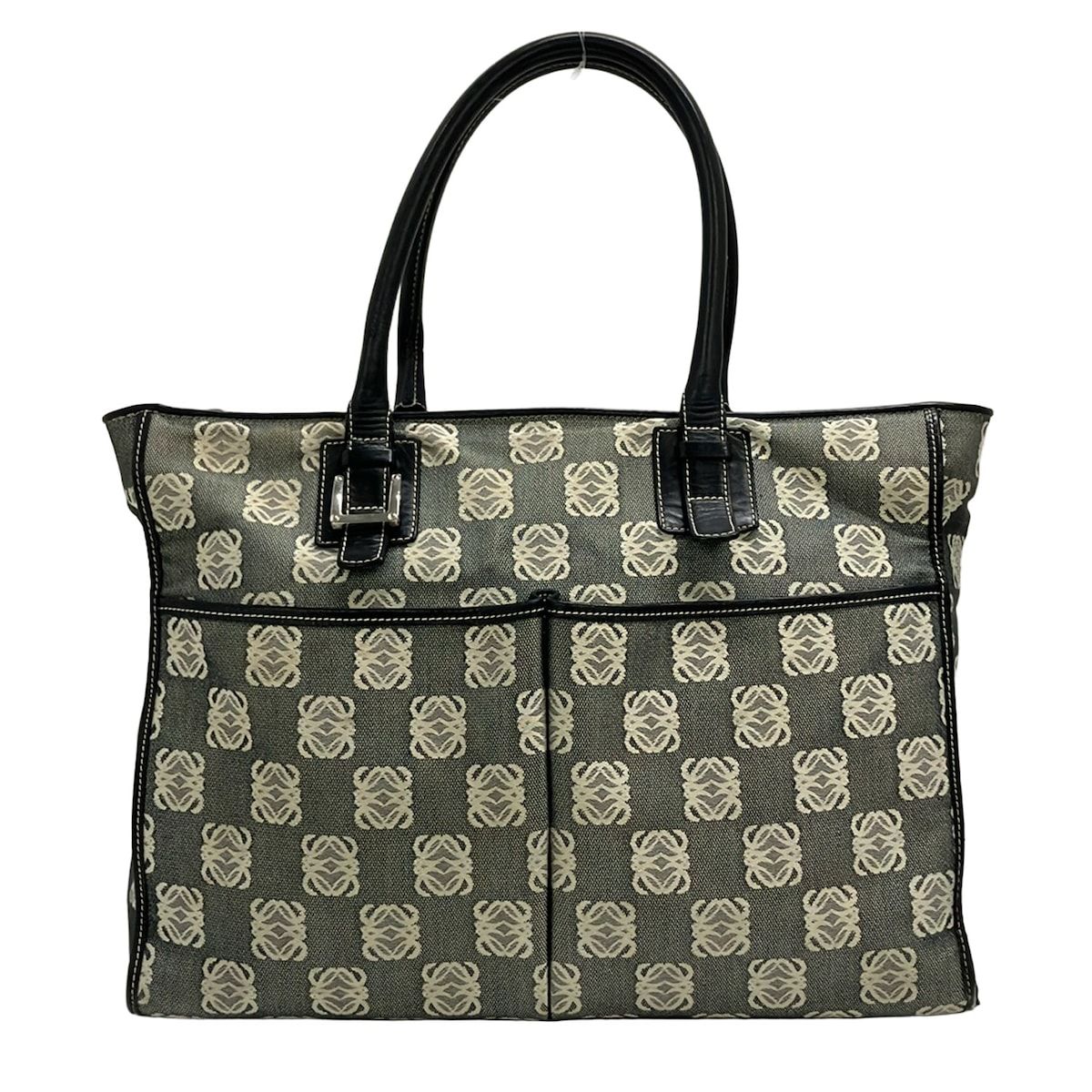 LOEWE(ロエベ) ハンドバッグ アナグラム柄 黒×白 レザー