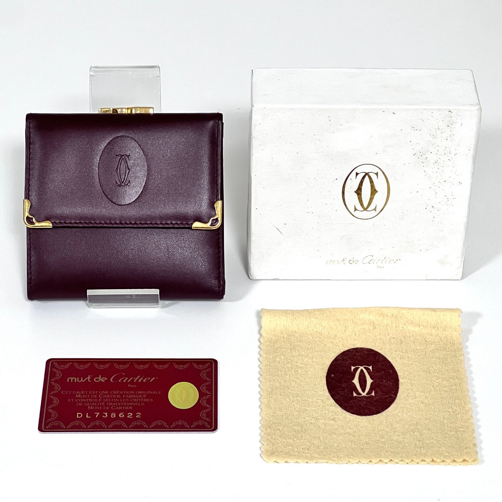 SD6952 Cartier カルティエ マストライン ボルドー レザー Wホック財布 三つ折り財布 コンパクトウォレット 14,652円