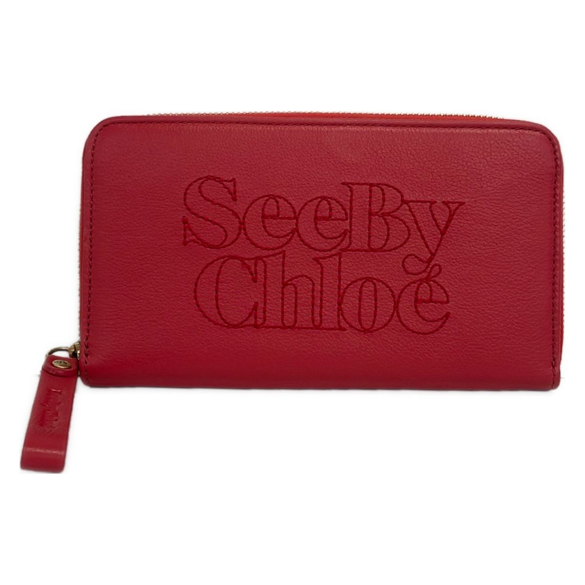 SEE BY CHLOE(シーバイクロエ) 長財布 - レッド ラウンドファスナー