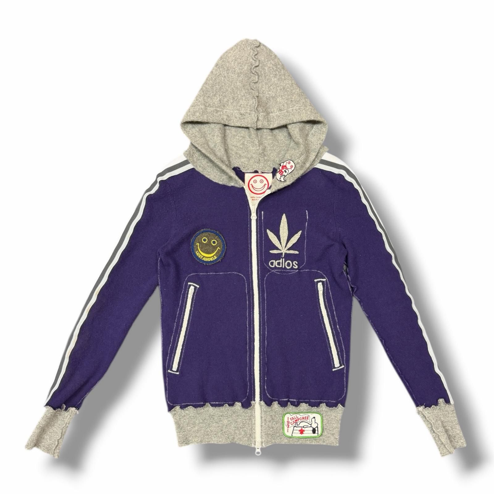 A LOVE MOVEMENT カシミヤ ニット フーディー ワッペン トラックジャケット トラックジャケット パープル F （13319M） メンズ A LOVE MOVEMENT カシミヤ ニット フーディー ワッペン