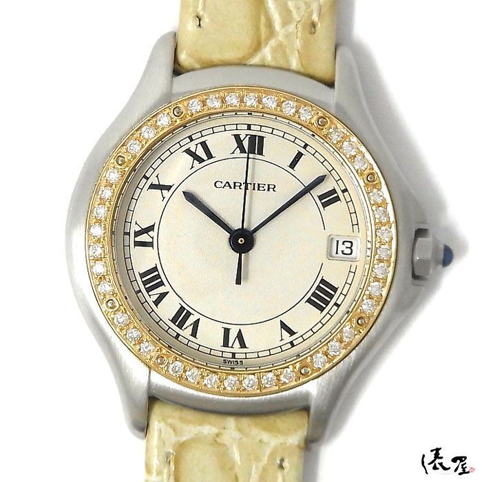 カルティエ K18/SS パンテールクーガー SM ダイヤ 極美品 ヴィンテージ レディース 時計 Cartier