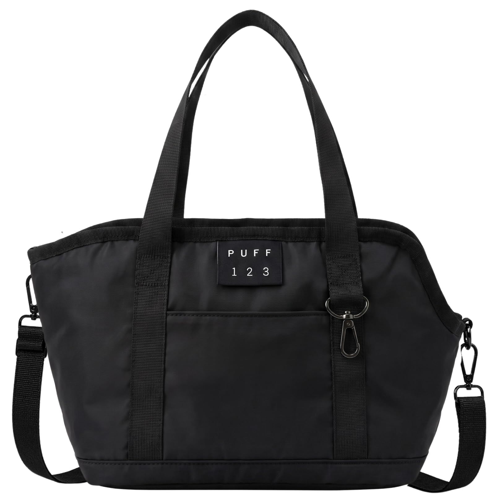 [Petit-Germe] プチジェルム 【PUFF】 自立する お散歩バッグ 犬 トートバッグ 2WAY ショルダー 【プロが認める収納力】 撥水 軽量 12ポケット 仕切り マナーポーチ装着可 OSANPO TOTE (01.ブラック) [01.ブラック]