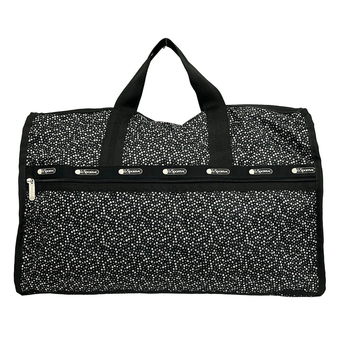 LESPORTSAC(レスポートサック) ボストンバッグ美品 - 黒×アイボリー×マルチ 花柄/本体ロックなし