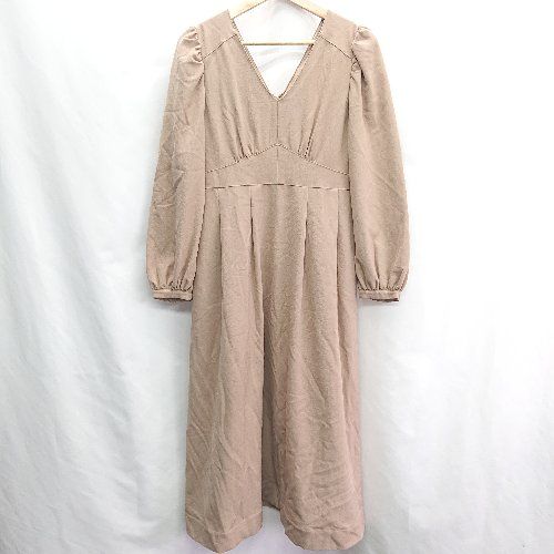 ■ MOUSSY マウジー 長袖 ロング丈 ワンピース サイズ2 ライトブラウン レディース E 【1406050059026】