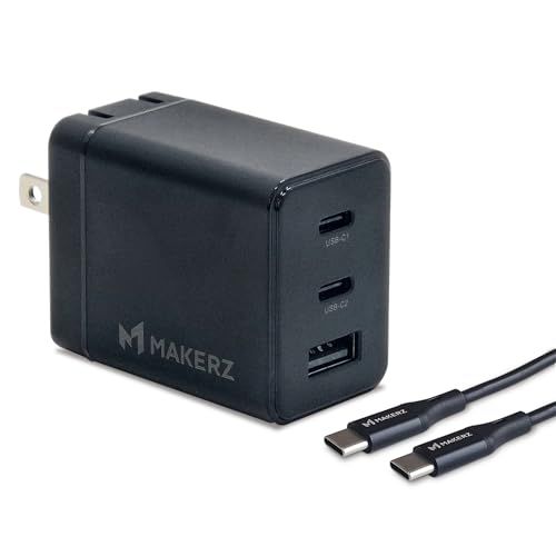 メイカーズ（MAKERZ）【67W対応1ｍケーブル付属】USB PD 67W 急速充電器 3ポート USB-C×2/USB-A×1 1m USB-Cケーブル付き 折りたたみ式プラグ iPhone/iPad/Android/PC対応 UACM- 12ae623a
