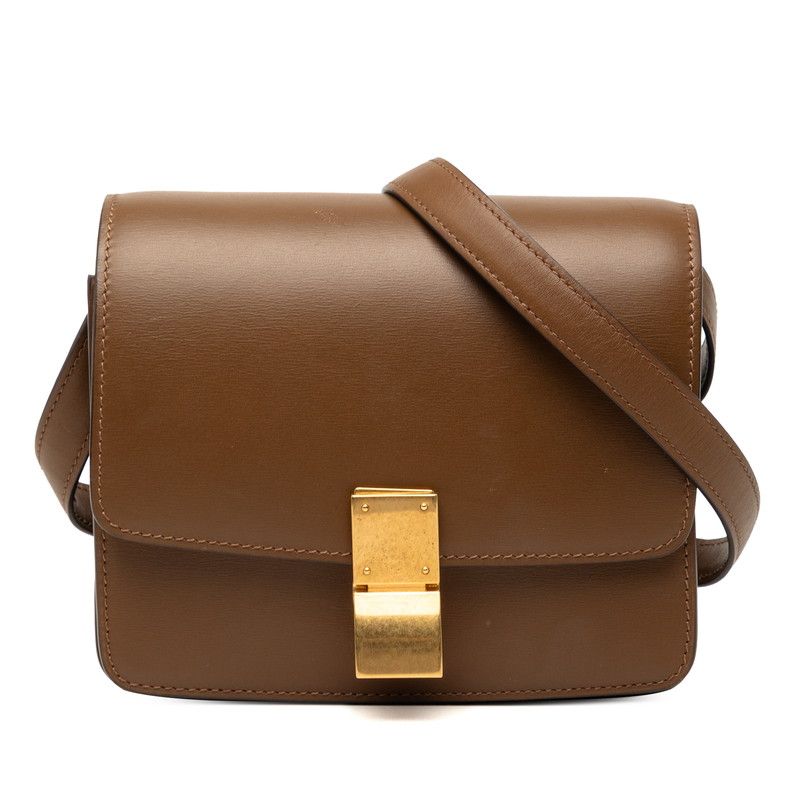 セリーヌ クラシックボックス スモール ショルダーバッグ ブラウン レザー レディース CELINE【1-0267242】