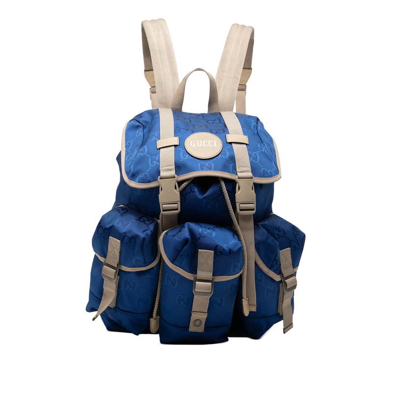 グッチ GGナイロン オフ ザ グリッド リュック バックパック 626160 ブルー ベージュ ナイロン レザー レディース GUCCI【1-0267892】