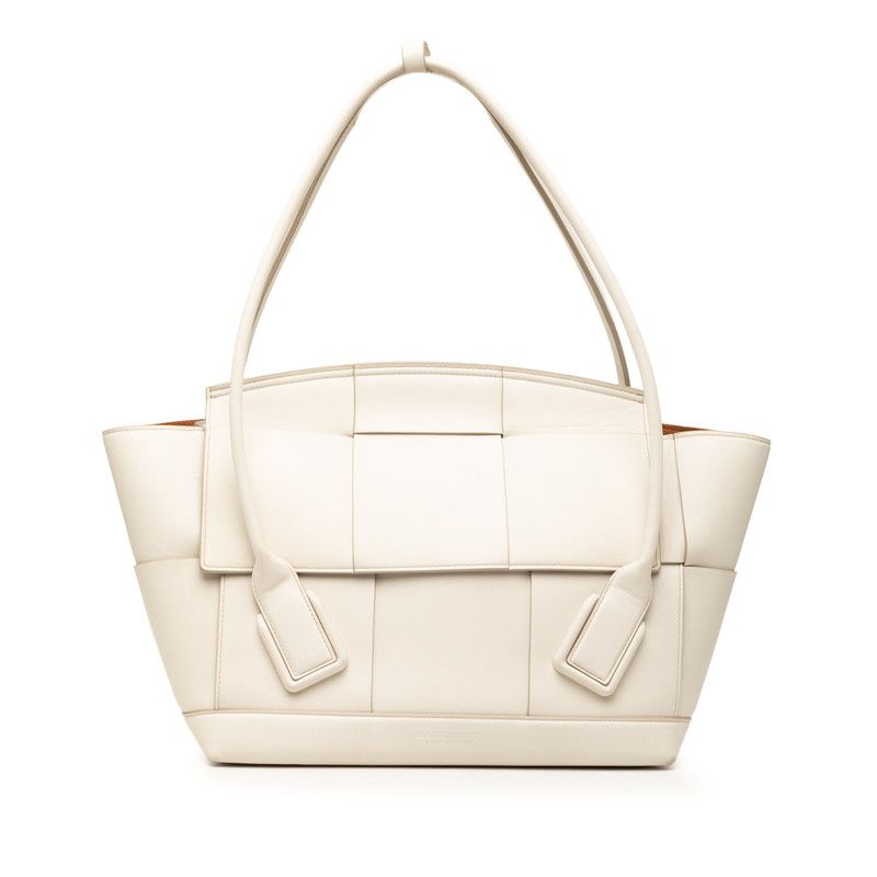 ボッテガヴェネタ マキシイントレチャート ザ アルコ トートバッグ ショルダーバッグ ホワイト レザー レディース BOTTEGAVENETA【1-0269611】