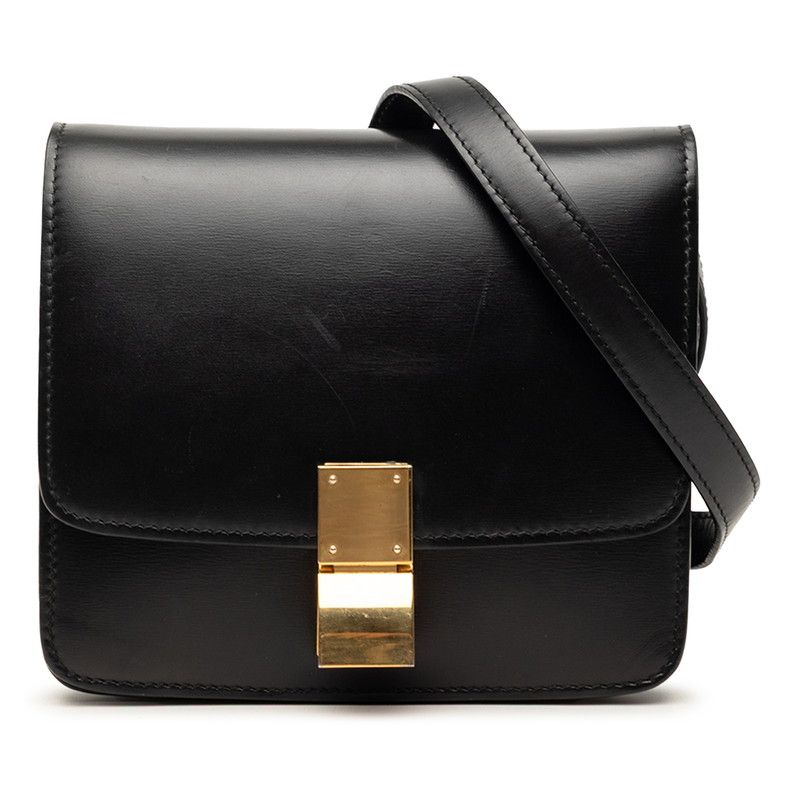 セリーヌ クラシックボックス スモール ショルダーバッグ ワンショルダー ブラック レザー レディース CELINE【1-0269614】