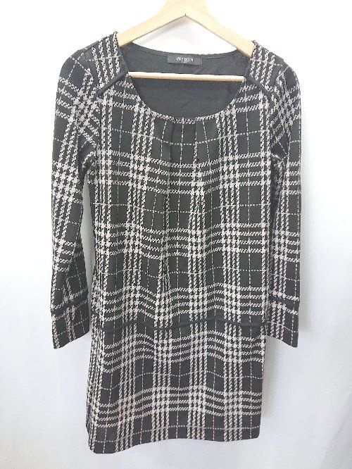 ◇ PREMIUM BY VICKY プレミアムバイビッキー 総柄 長袖 ひざ丈 ワンピース サイズ2 ブラック系 レディース E 【1406050076177】
