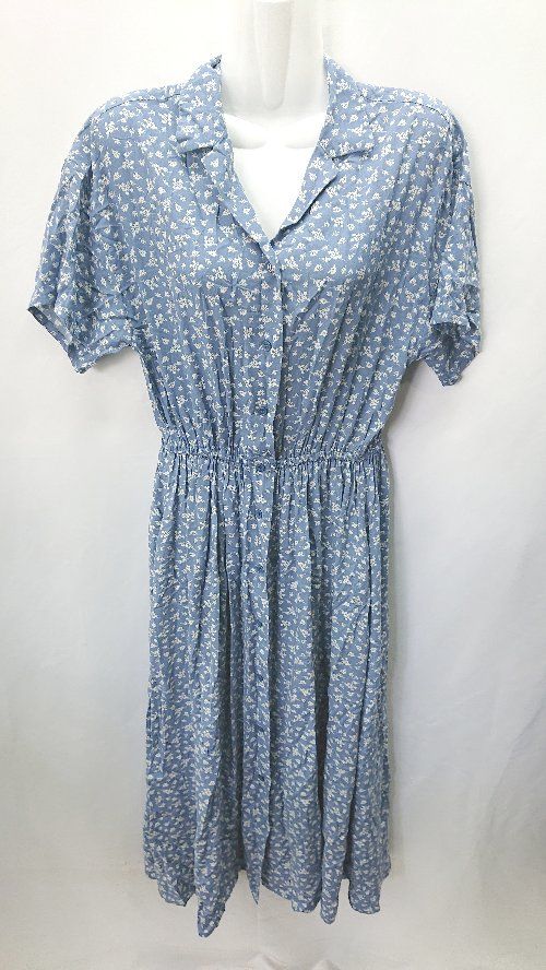 ◇ LOWRYS FARM ローリーズファーム 総柄 半袖 ロング丈 ワンピース サイズF ブルー系 レディース E 【1406050075989】