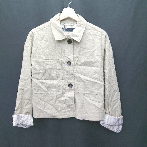 ◇ ZARA ザラ 長袖 ジャケット サイズUSA L カーキ系 レディース E 【1406050080129】