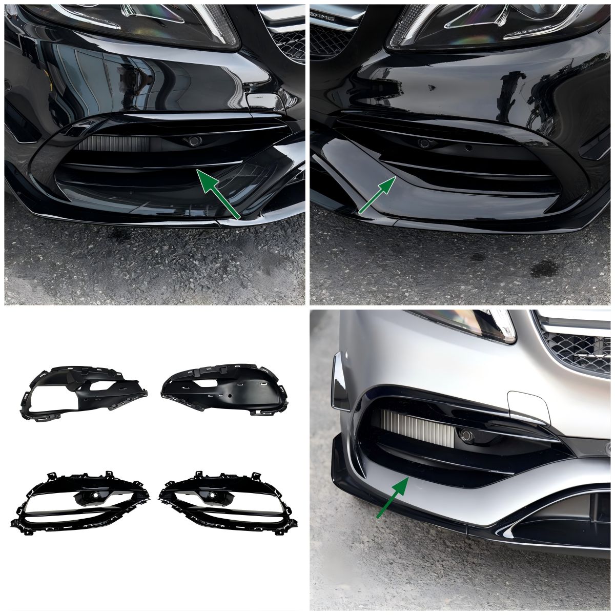 メルセデス・ベンツ Aクラス W176 / Mercedes-Benz A-Class W176 2016-2018 フロントバンパー用グリルフィン A45 AMGデザイン エアロダクト風 フロントフェイス演出 ABS 外装アクセサリー スポーティな印象アップ