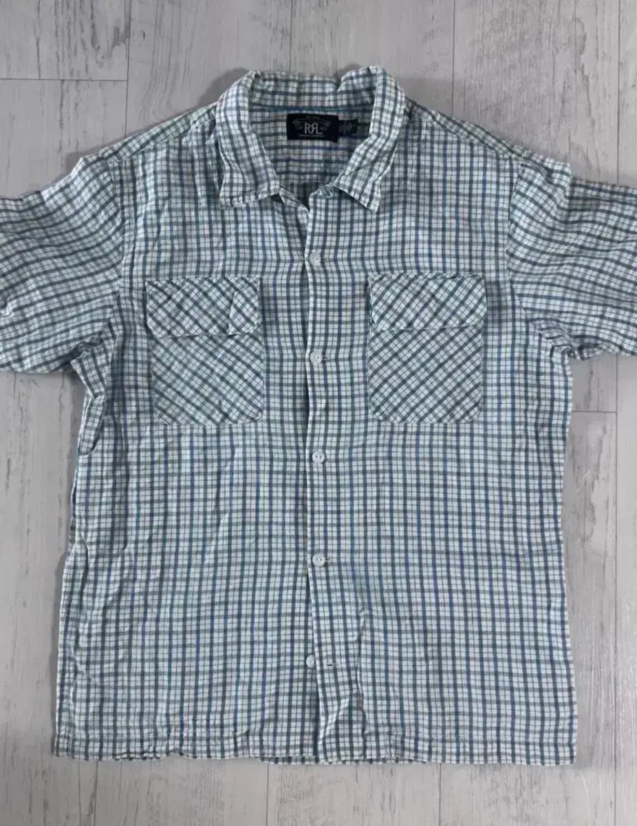 RRL 24SS Indigo CHECK ジャージ キャンプ シャツ M