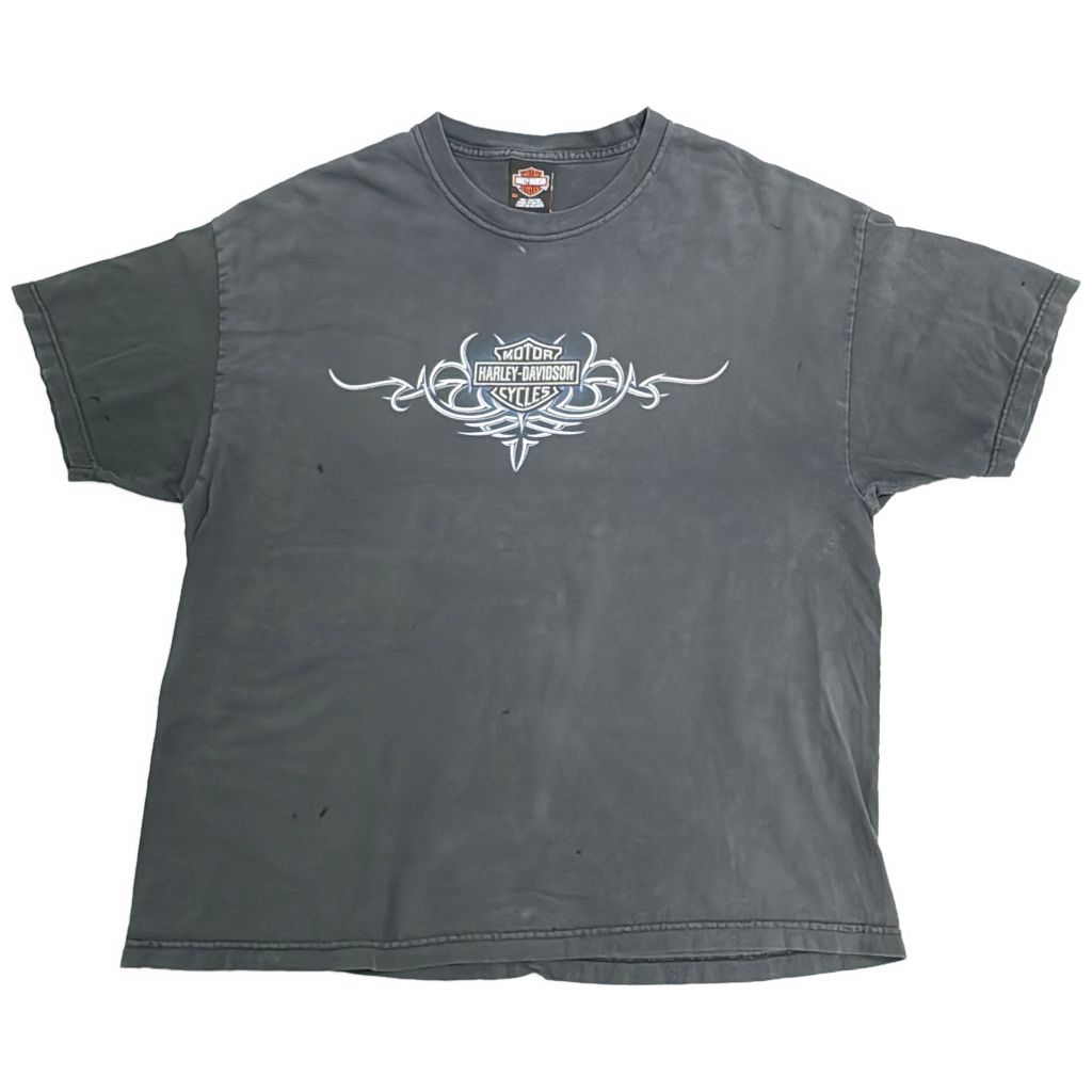 HARLEY DAVIDSON ハーレーダビッドソン 半袖Ｔシャツ 大きいサイズ モーターサイクル ブラック(メンズ 2X)中古 古着 Y1037