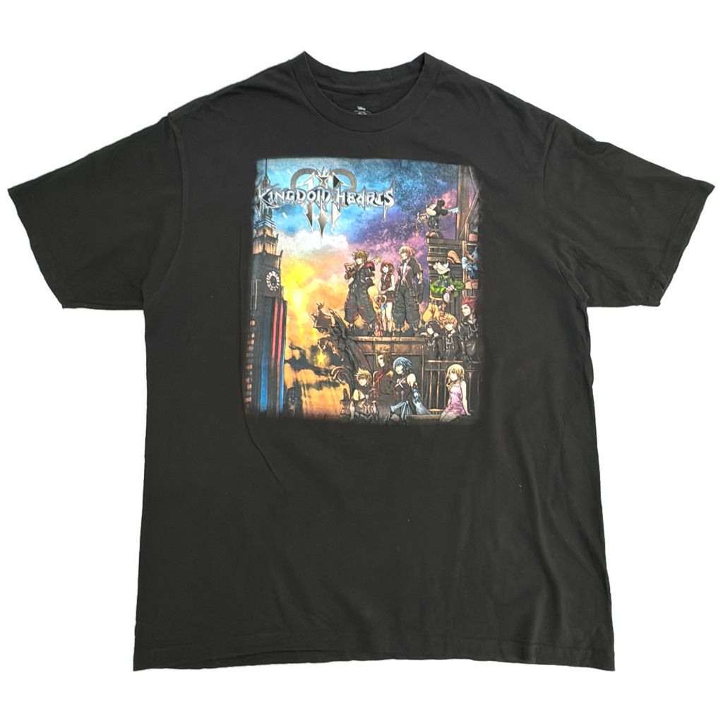 KINGDOM HEARTS キングダムハーツ キャラクターTシャツ ブラック(メンズ XL)中古 古着 Y1047