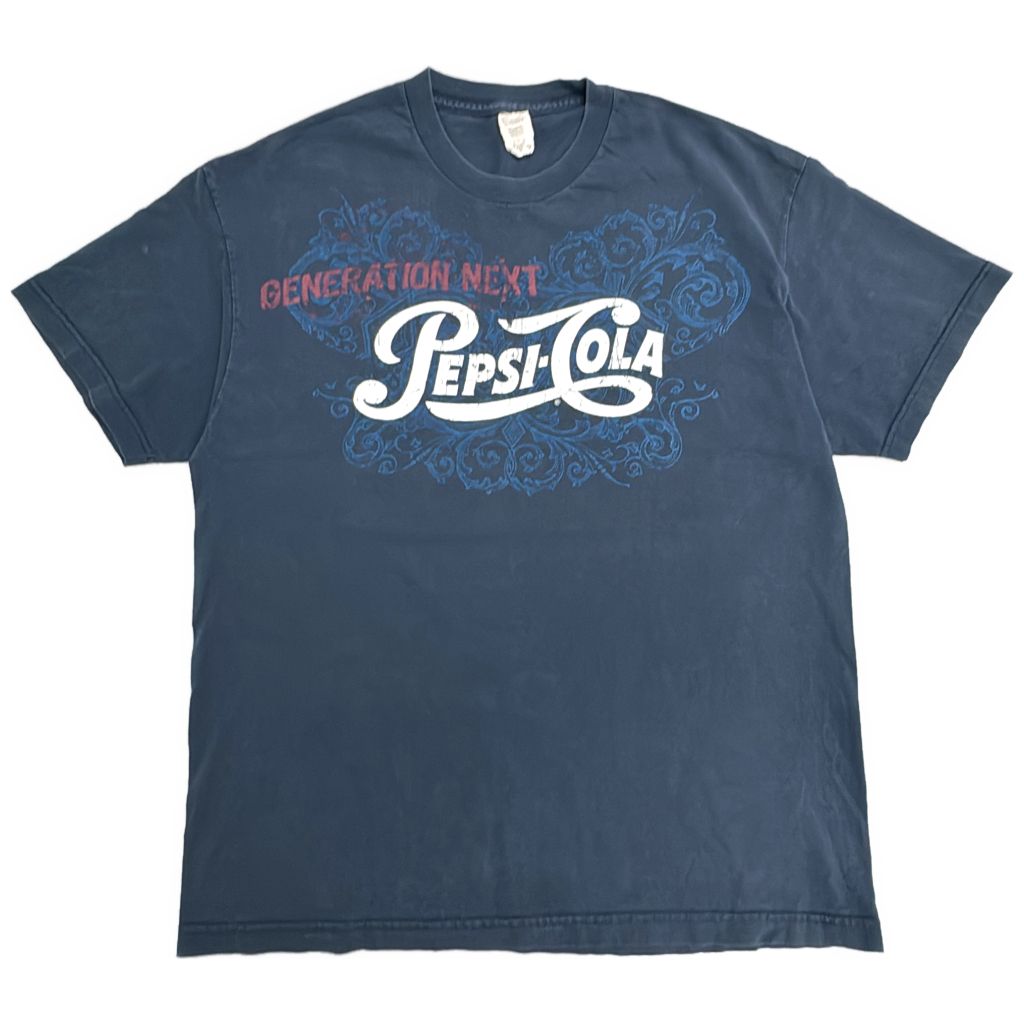 PAPSI ペプシ 半袖Ｔシャツ 企業ロゴ ネイビー(メンズ XL)中古 古着 Y1076