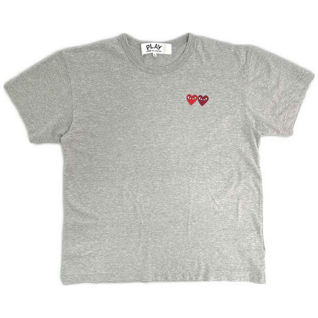 PLAY COMME des GARCONS コム デ ギャルソン ワンポイントロゴＴシャツ グレー(メンズ XL)中古 古着 Y1083