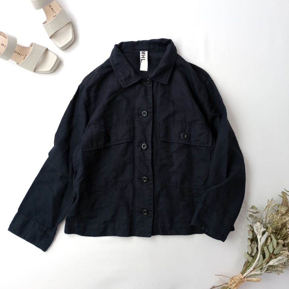 MHL. エムエイチエル マーガレットハウエル DRY COTTON LINEN TWILL BLOUSON コットン リネン ツイル ジャケット 日本製 (108K＋2509)26N