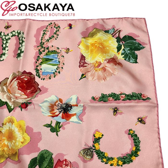 美品 GUCCI グッチ フローラ スカーフ 希少 ピンク シルク 大判