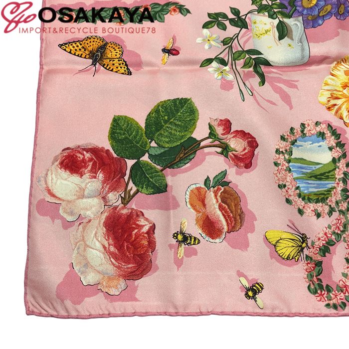美品 GUCCI グッチ フローラ スカーフ 希少 ピンク シルク 大判